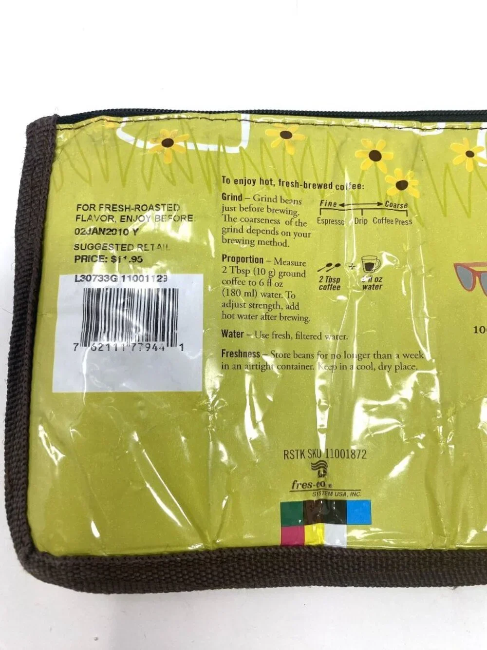 Recycled Repurpose Starbucks Coffee Wrapper Zip Pouch 2 Compartments  B8